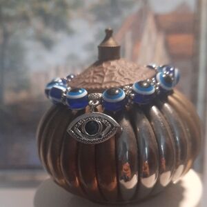 Blue Evil Eye Beaded Bracelet